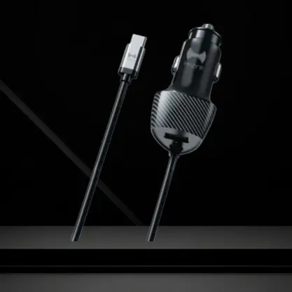 H-drive Turbo 65W Car Charger with Fixed Lightning Cable